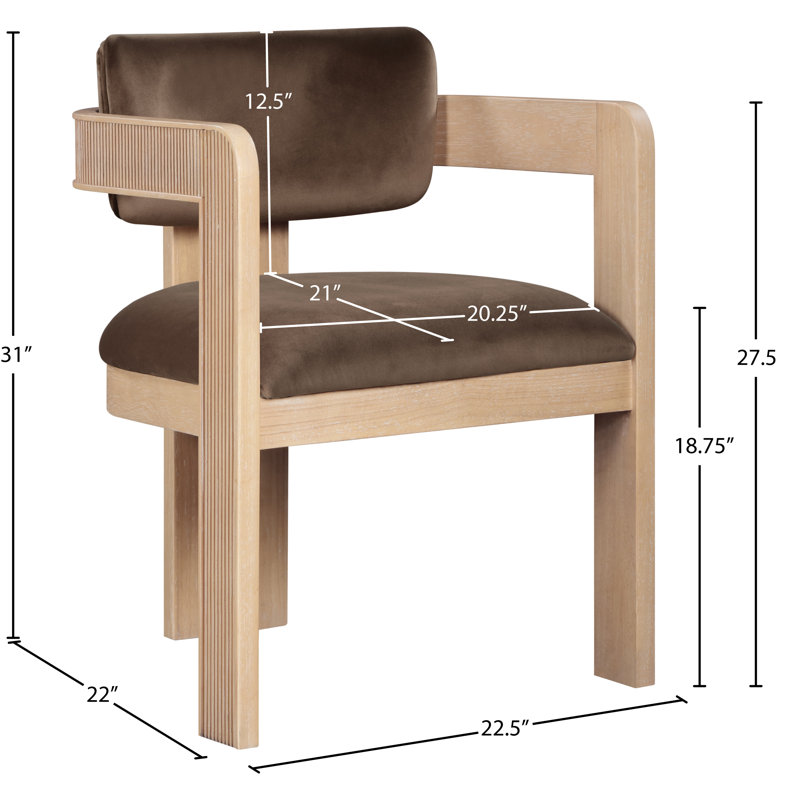 Chaise rembourrée Sacha Frink, Naturel, Velours brun