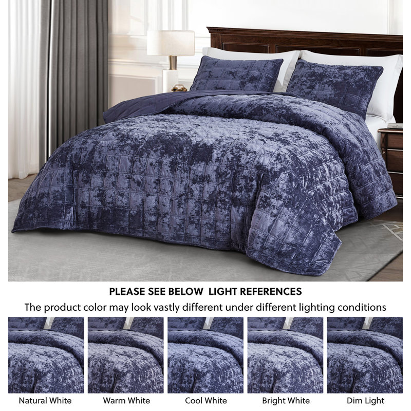 Luxurious King Size Purple Velvet Reversible Quilt Set