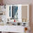 41" Large Size Left Drawer Desktop Vanity Table+Cushioned Stool Dresser Set-631448541