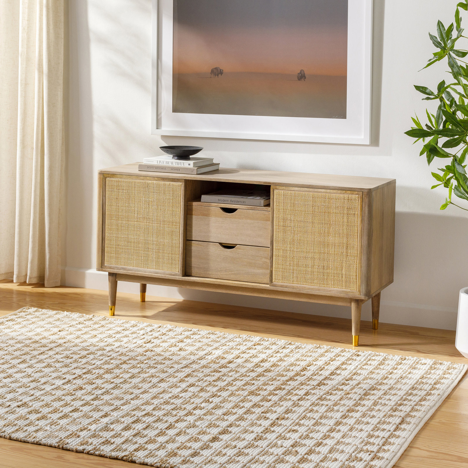Addy Hand-Woven Brown Geometric Jute Rug, Rectangle 9' x 12'