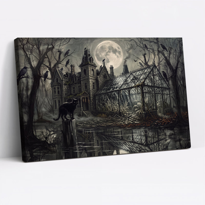 Art mural sur toile Haunted Victorian Mansion, H 24 po x l 36 po