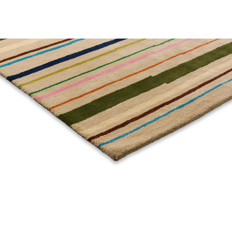 Hand Tufted Wool Striped Area Rug, Rectangle 4'7" x 6'7"