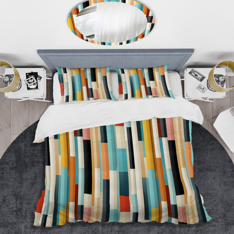 Ensemble de housse de couette en microfibre bleu / jaune Urban Chic, Housse de couette pour grand lit et 2 taies décor
