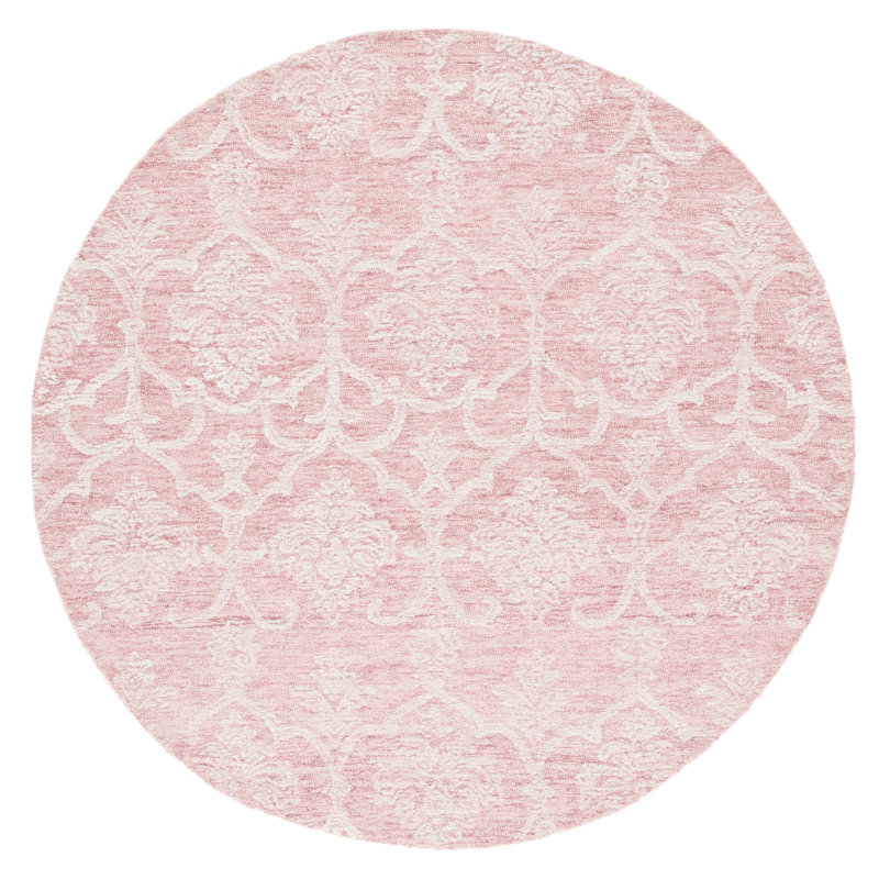 Hornersville Hand Tufted Indian Wool And Cotton With Latex Ikat Rug, Round 6'