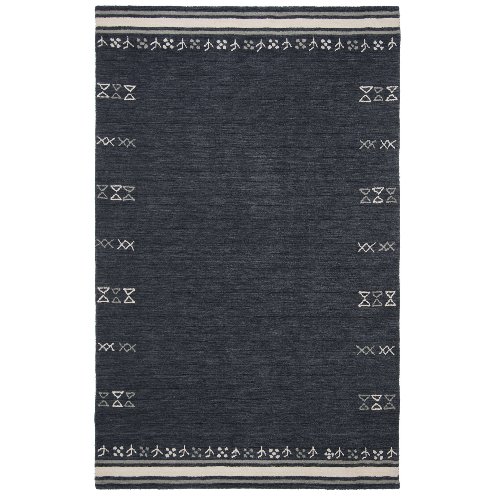 Santiago Handmade Wool Charcoal Rug, Rectangle 5' x 8'