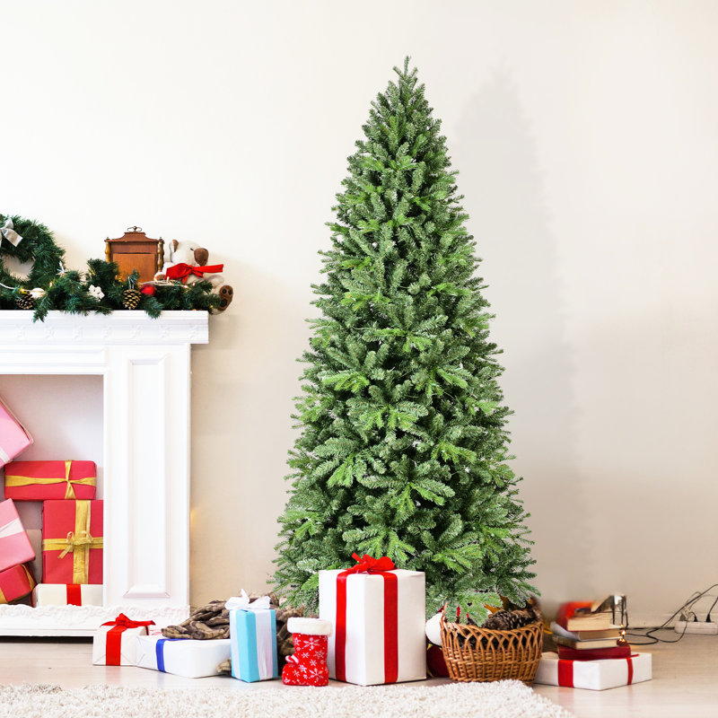 Arbre de 5 pi, 756 pointes en PE +, centre de table de Noël pleine longueur, branches à charnières pour une installation rapide, support en métal, arbre de Noël à espace réduit, et réaliste, assemblage facile, lourd