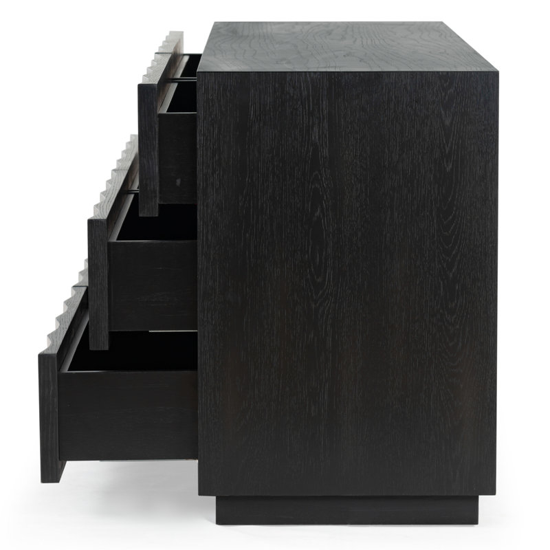 Riabelle Wood 6 Drawer Dresser, Black