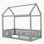 Lit simple en bois avec clôture et porte, gris-1660658866