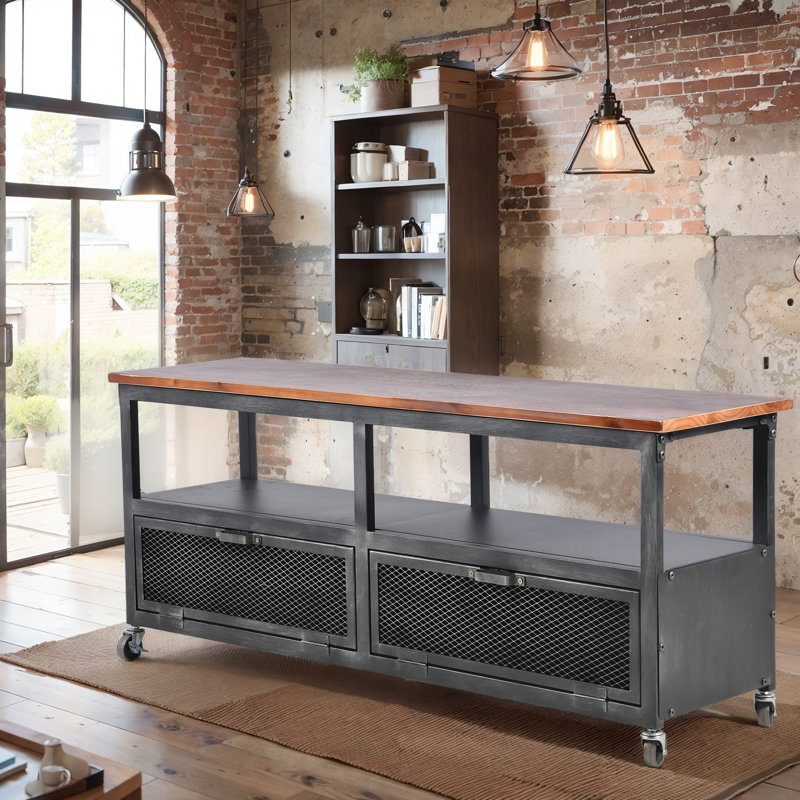 Keyan Accent Cabinet, Brown/Distressed Black