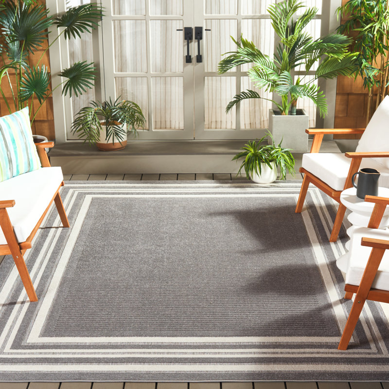 Shontavius 303 Area Indoor/Outdoor Area Rug In Grey / Ivory, Rectangle 8' x 10'