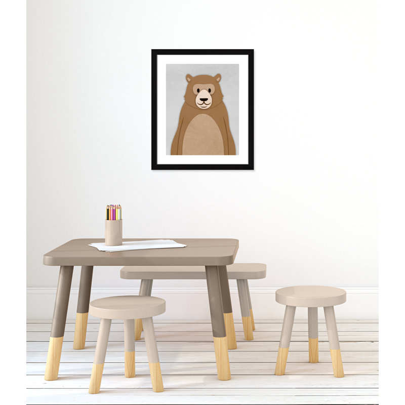Adhésif décoratif Cheery Bear, H 24,5 po x l 20,5 po x P 0,6 po, Encadré plat noir
