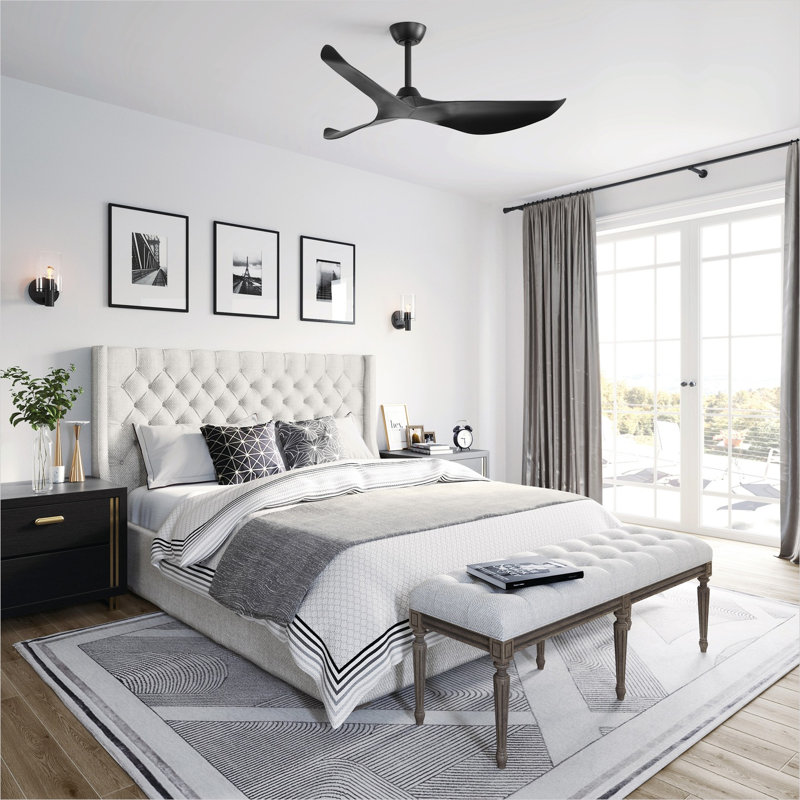 Ventilateur de plafond pour petites pièces, pales en ABS noir élégant, moteur à courant continu de 38 pouces avec télécommande et minuterie