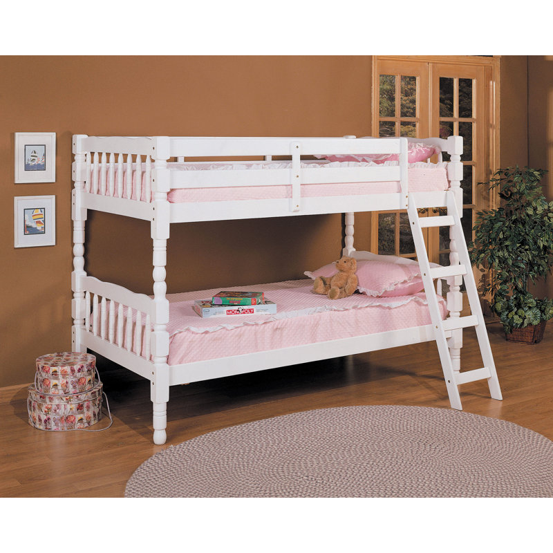 Frausto Bunk Bed with RF Front Ladders, Twin, White
