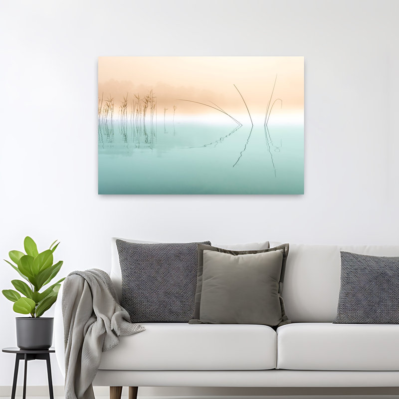 Art mural mural nature éthéré, paysage pacifique minimaliste, H 32 po x l 48 po