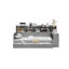 Lit simple en bois gris avec tablettes de rangement, lit gigogne et bureau d'étude-623491102