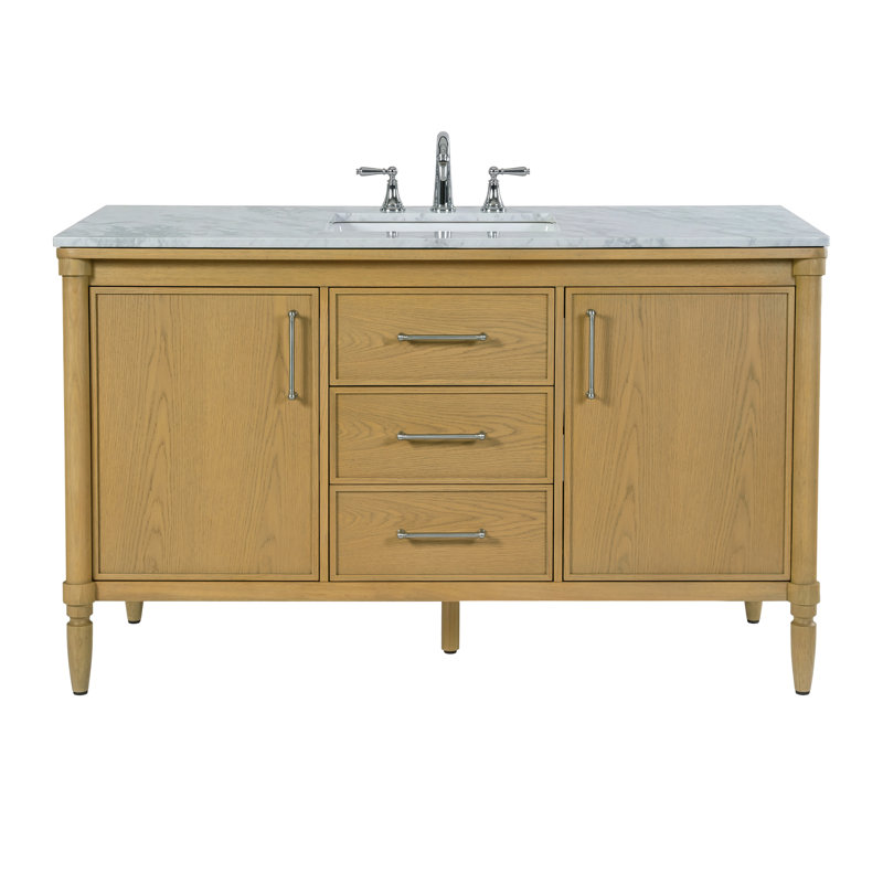 Meuble-lavabo à double cuve en marbre 60 po Bianca