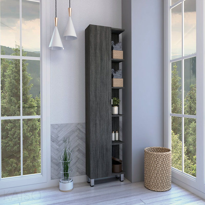 Armoire à linge à 5 tablettes, Gris