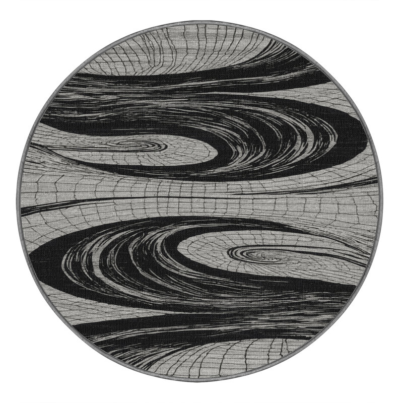Tapis gris lavable à la machine, Rond 6 pi