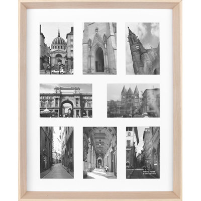 Beige Wood Beveled Picture Frame with Mat