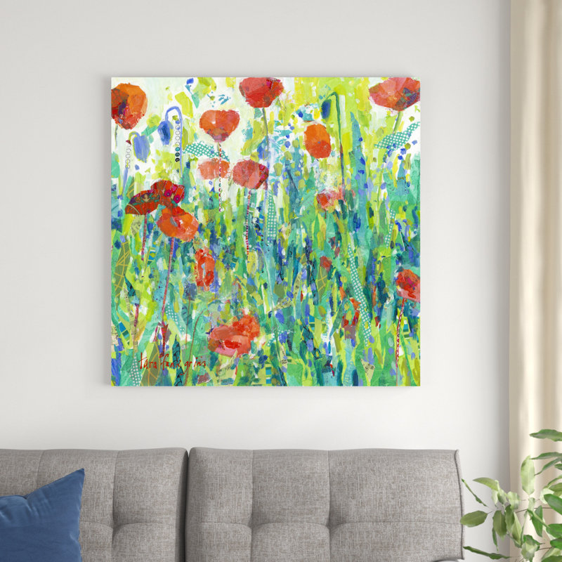 Coquelicots rouges majestueux III, H 36 po x l 36 po