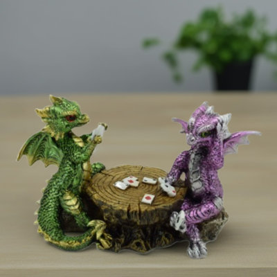 6.5"W Dragons Playing Chess Figurine