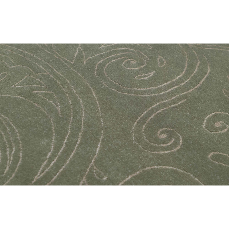 Hand-Knotted High-Quality Green Area Rug