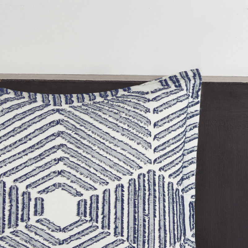 Navy Full Cotton Jacquard Reversible Bedspread Set