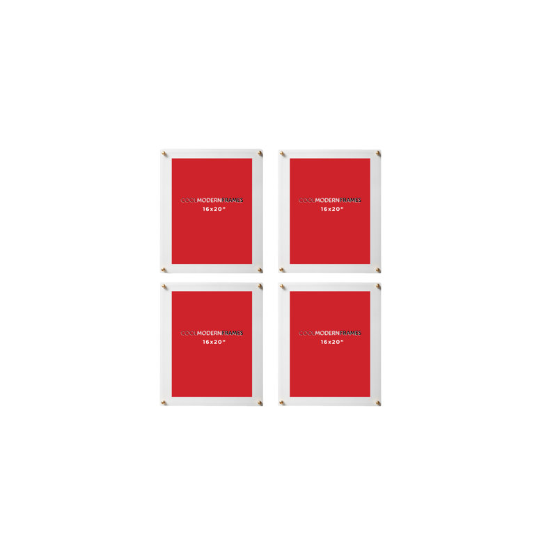Ensemble de 4 cadres photo Cool Cool, 16 po x 20 po, Transparent / or