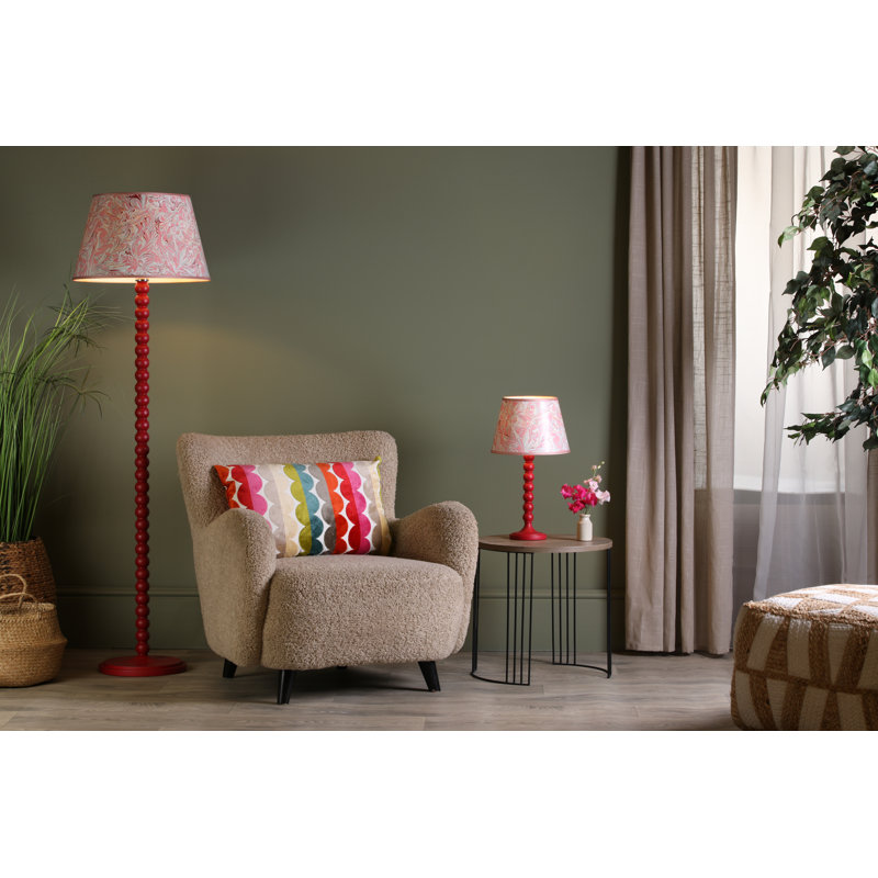 Wood Table Lamp Lamp, Pink, Red