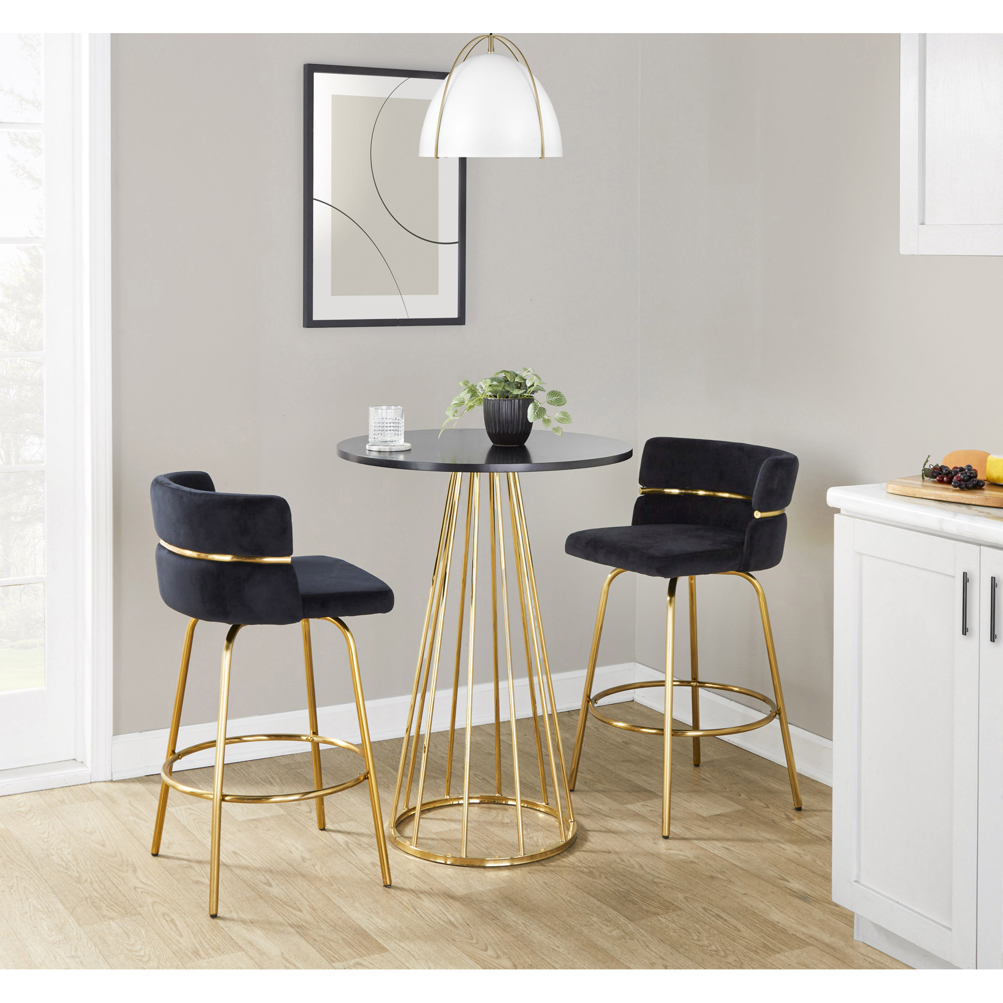 Canary Cosmo Counter Table, 36", Gold, Black