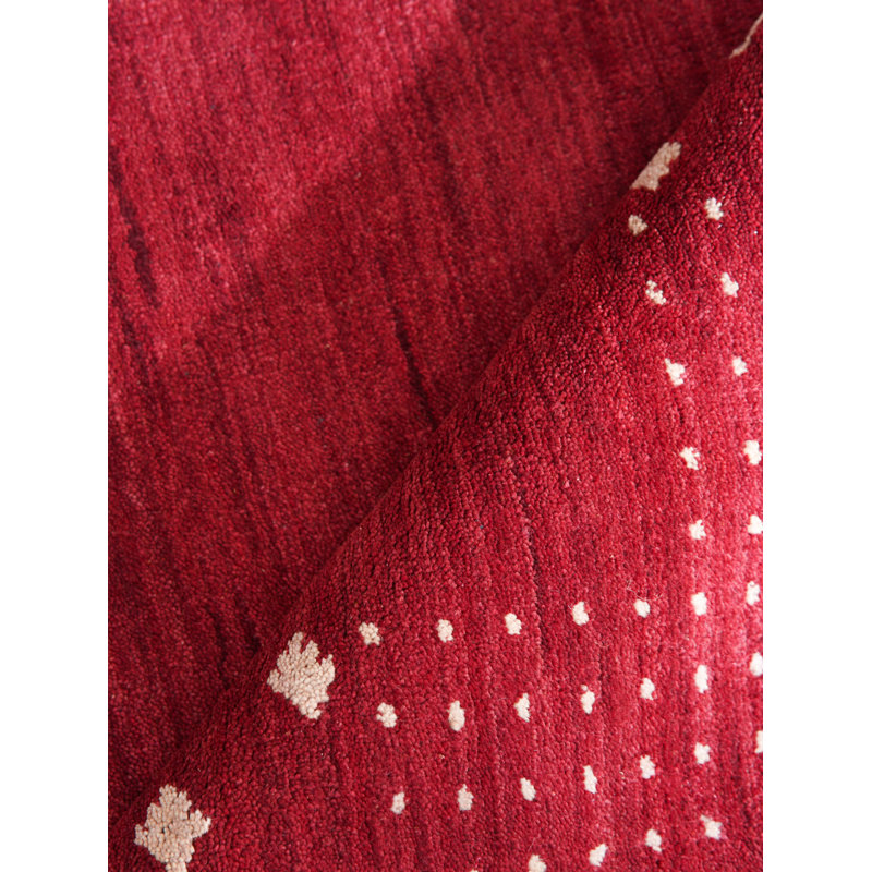 Anley Hand Knotted Loom Wool Eco-Friendly Area Rugs - Rectangle, Red Color, Contemporary Modern Design, High Pile Thick Handmade Anti Skid Area Rugs for Living Room, Bed Room