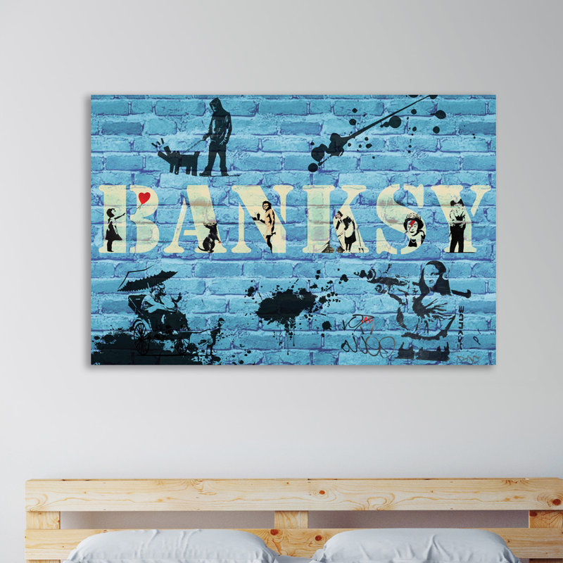 « banky street », impression sur toile tendue, reproduction d’art sur toile, H 12 po x l 18 po x P 1,5 po