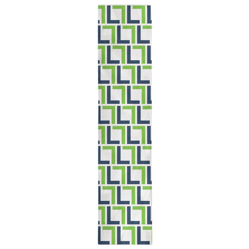 Chemin de table Seattle, 72 po x 16 po, Gris loup / bleu marine collège / blanc, polyester