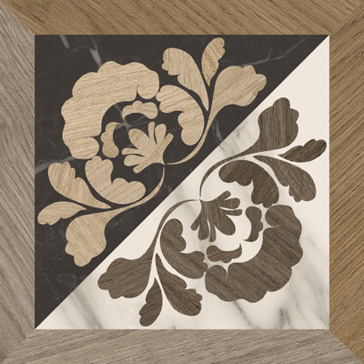 Carreaux de sol à motifs en porcelaine 8 po x 8 po intarsi