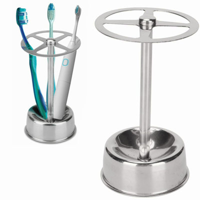 AeroClean Stainless Steel Toothbrush & Razor Organizer - Ventilated Bathroom Stand for Toothpaste & Accessories