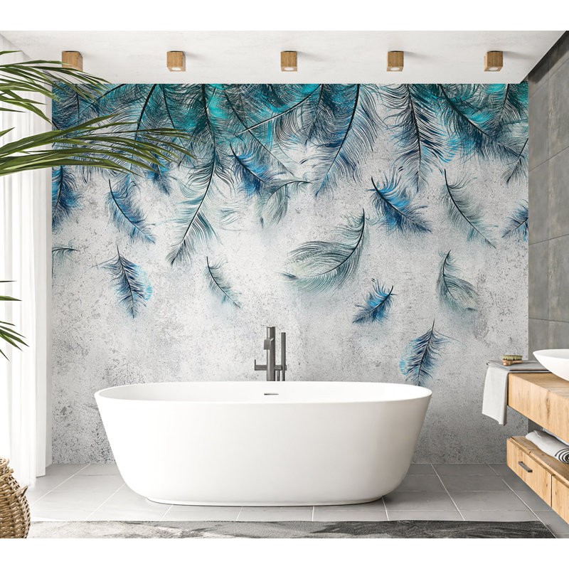 Murale botanique Peel & Stick - Brise saphir, L 82 po x l 115 po
