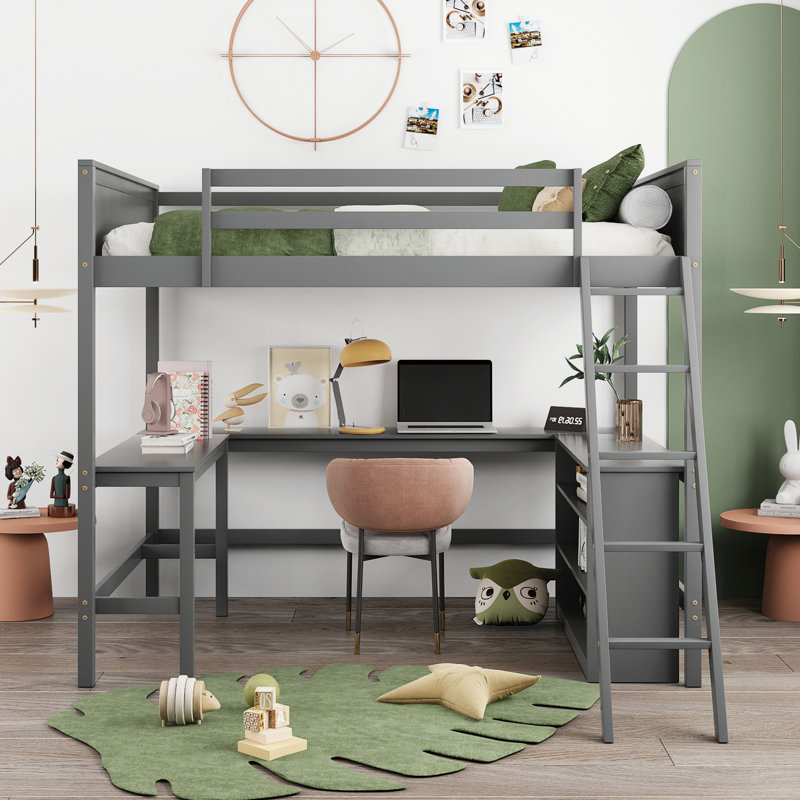 Giselly Kids Full Loft Bed, Gray