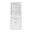 Armoire de rangement blanche avec deux portes, tiroirs, tablette réglable et trois tablettes ouvertes - fabrication en panneau de fibres à densité moyenne durable