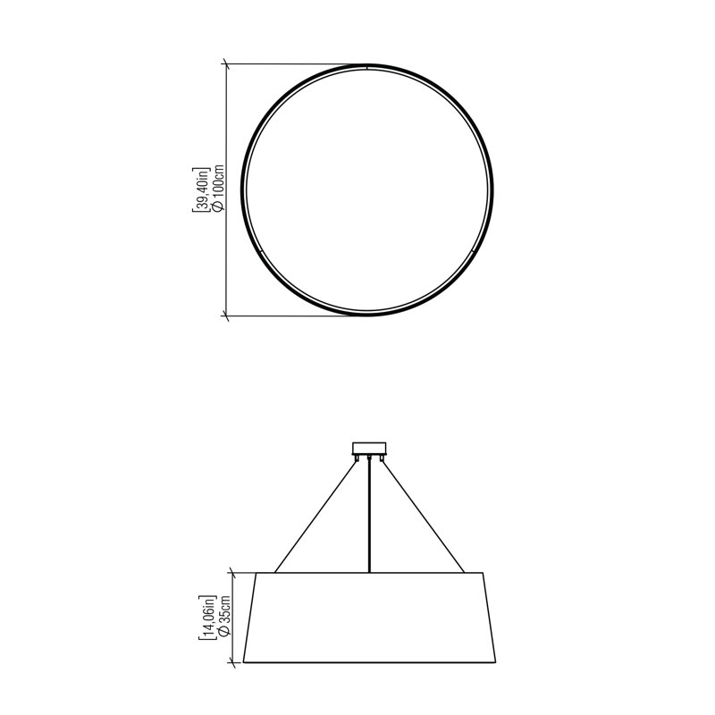 1 - Light LED Pendant, 13.78" H x 39.37" W x 39.37" D, Organic White