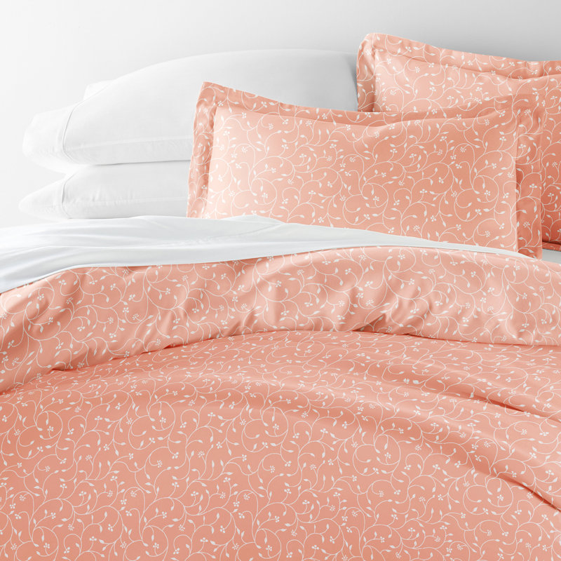 Home Pink Buds Pattern Duvet Cover Set, Full/Queen Duvet Cover + 2 Standard Shams