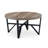 Hya 3Pc Coffee And End Table Set, Brown Wood Round Top, Black Angular