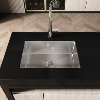 304 Stainless Steel Undermount Kitchen Sink 27" X 19" - Nano Gray With Edge And Quick Drainage Bottom Grid For Better Protection