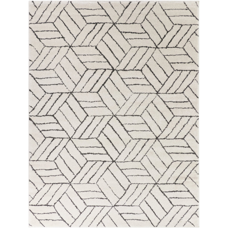 Dutton Cream Modern Geometric Area Rug, Rectangle 7'10" x 10'