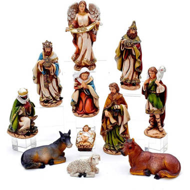 TOETOL Manger for Nativity Set for Inside Resin Scale Holy Family Nativity  Stable Creche Desk Tabletop Home Decor Collectable Christmas Decorations 7  inch 