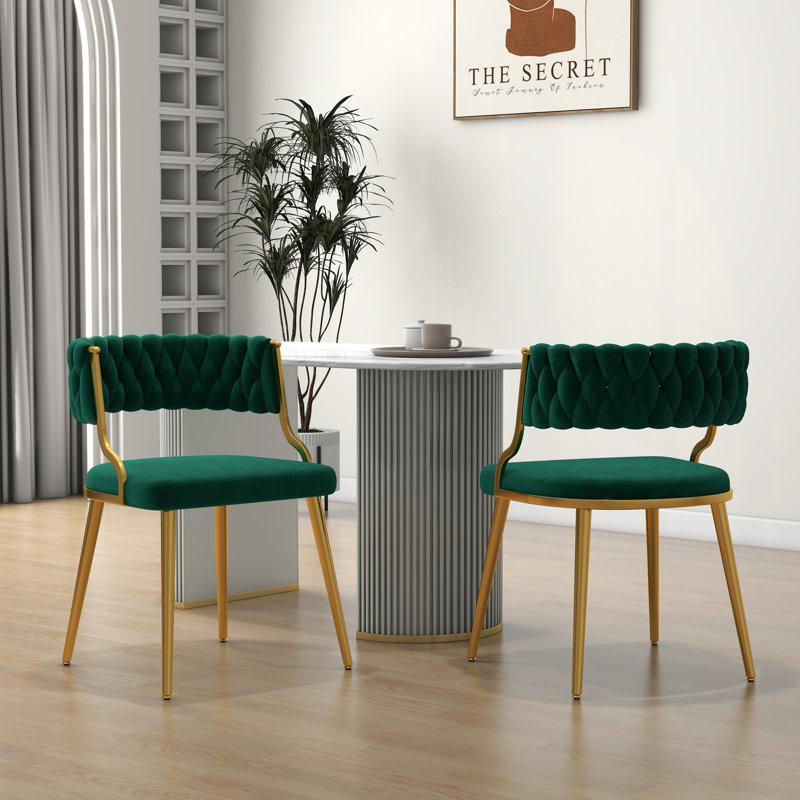 Ginko Tufted Velvet Dining Chair, Dark Green, 2