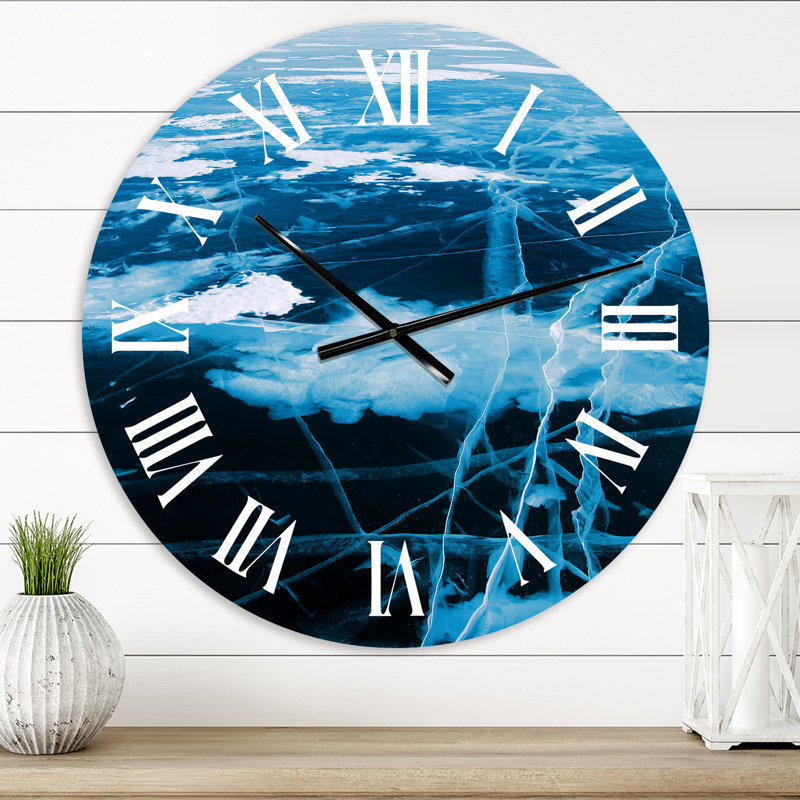 Structure bleue et blanche I - Horloge murale moderne, Petit