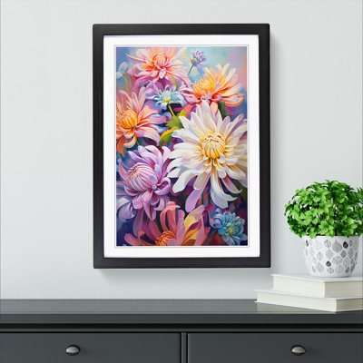 Chrysanthemums Action No.2 - Single Picture Frame Print on Wood