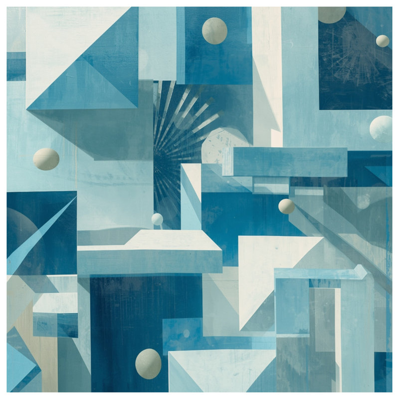 Blue Geometric Composition Duvet Covers, King