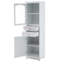 Armoire de rangement pour salle de bain de 63 po de hauteur avec portes en verre, deux tiroirs et tablettes réglables, panneau de fibres à densité moyenne-144545730