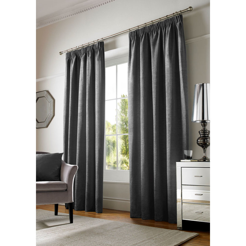 Juanita Semi Sheer Curtain, Charcoal, 228 W x 228 D cm